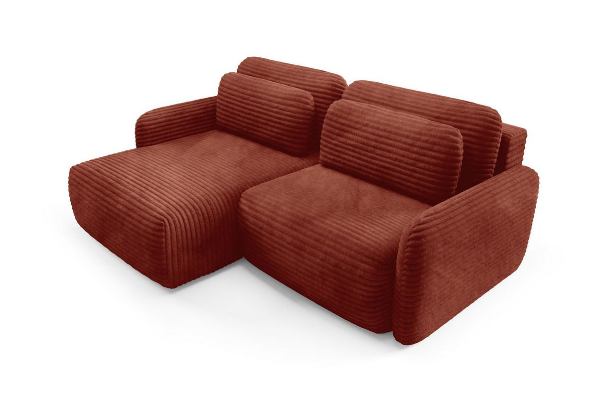 ECKSOFA Simone Mit Schlaffunktion - Rotbraun, Holzwerkstoff/Textil (240/165cm) - Fun Möbel