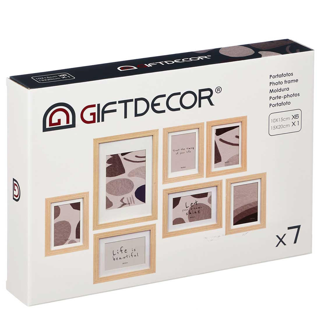 BILDERRAHMEN Mural 7er Set - Beige, Holz (35/6/25cm) - Giftdecor