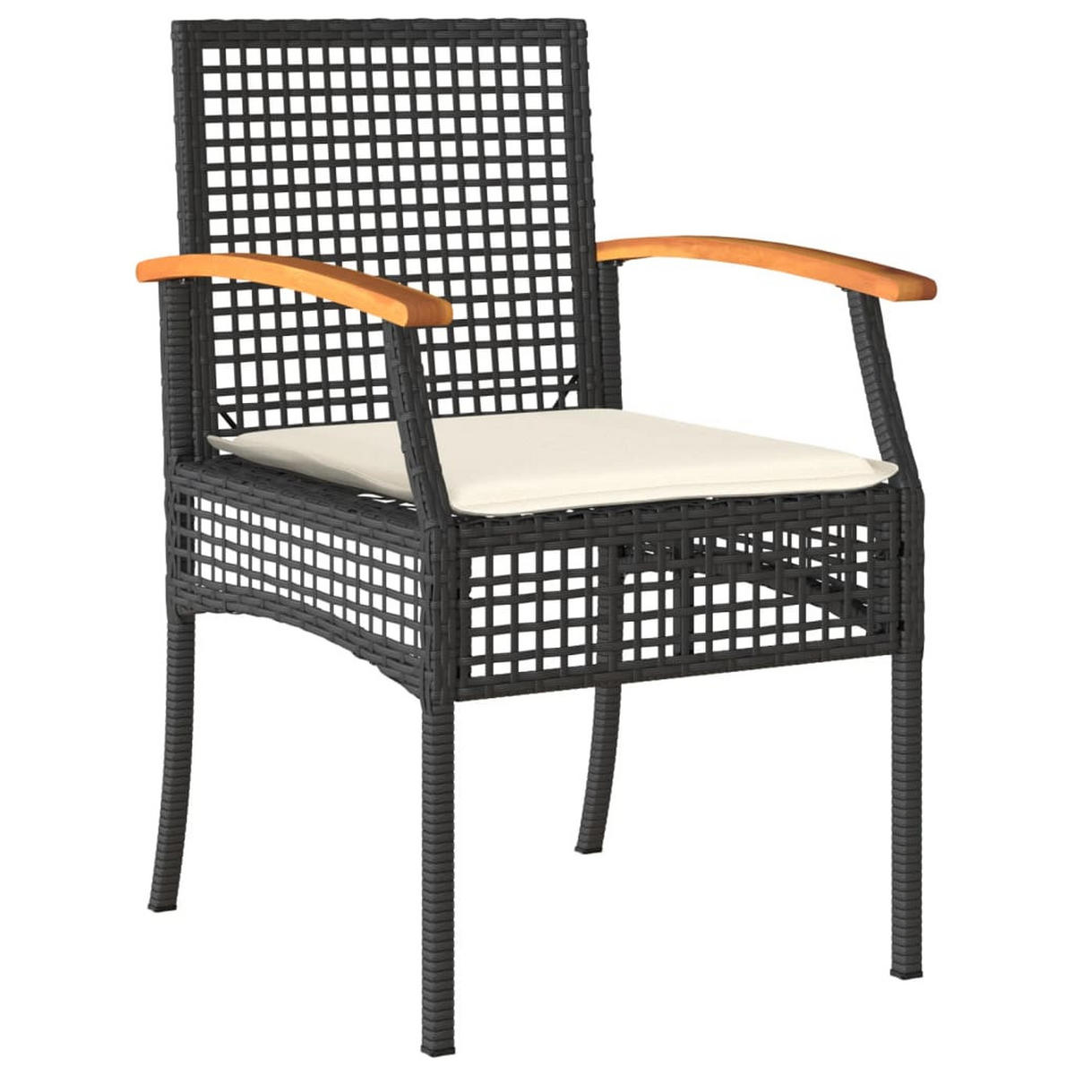 GARTEN-LOUNGE-SET 4-TLG. Mit Kissen Schwarz Poly Rattan - Schwarz, Kunststoff - vidaXL
