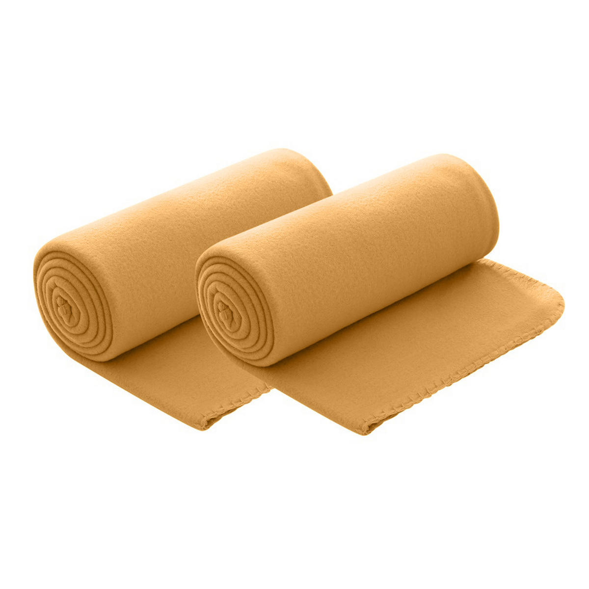 FLEECEDECKE 2er Set gelb 130/160 cm Kettelrand Anti-Pilling - Gelb, Textil (130/160cm) - wometo