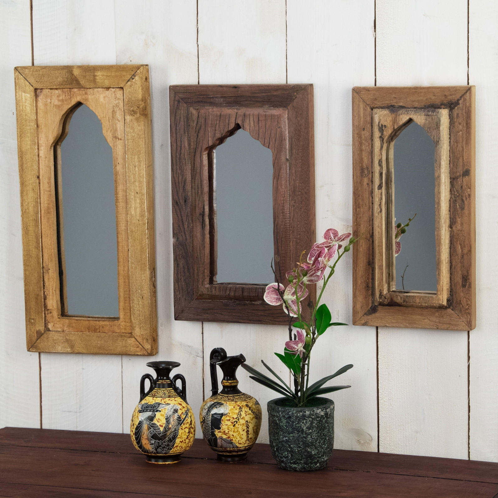 WANDSPIEGEL Sara 40x25 cm, Mahagoni Massivholz dunkelbraun - Braun, Holz (25/40/4cm) - DESIGN DELIGHTS