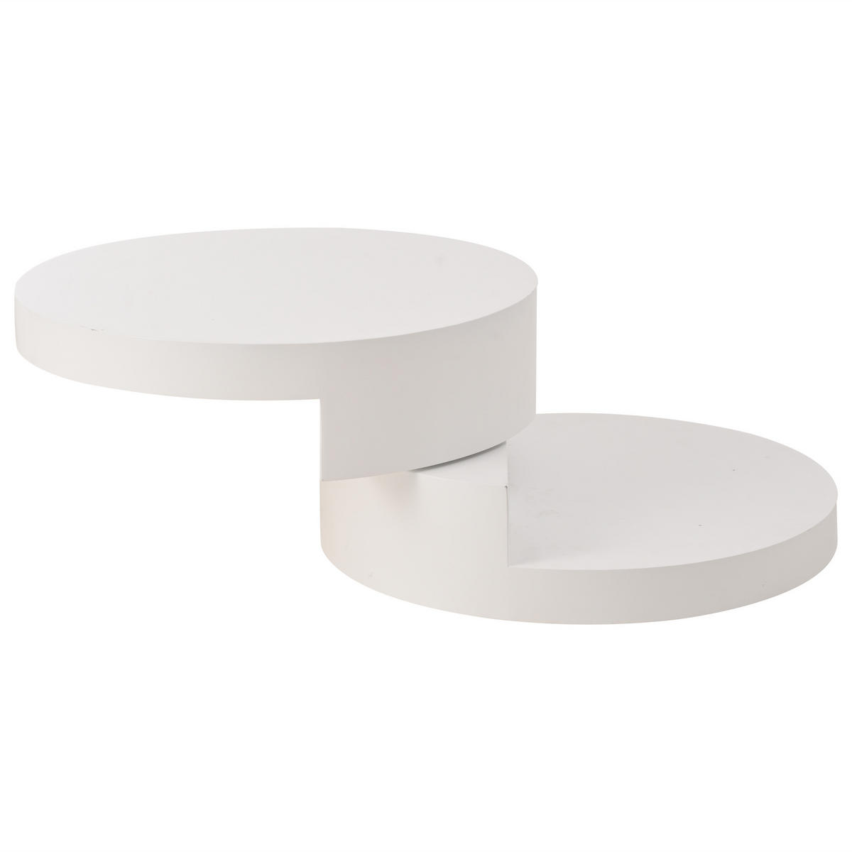 COUCHTISCH Weiß drehbar mit LED 70/70/35,5 cm - Weiß, Holzwerkstoff (70/70/35.5cm) - PANGIVO