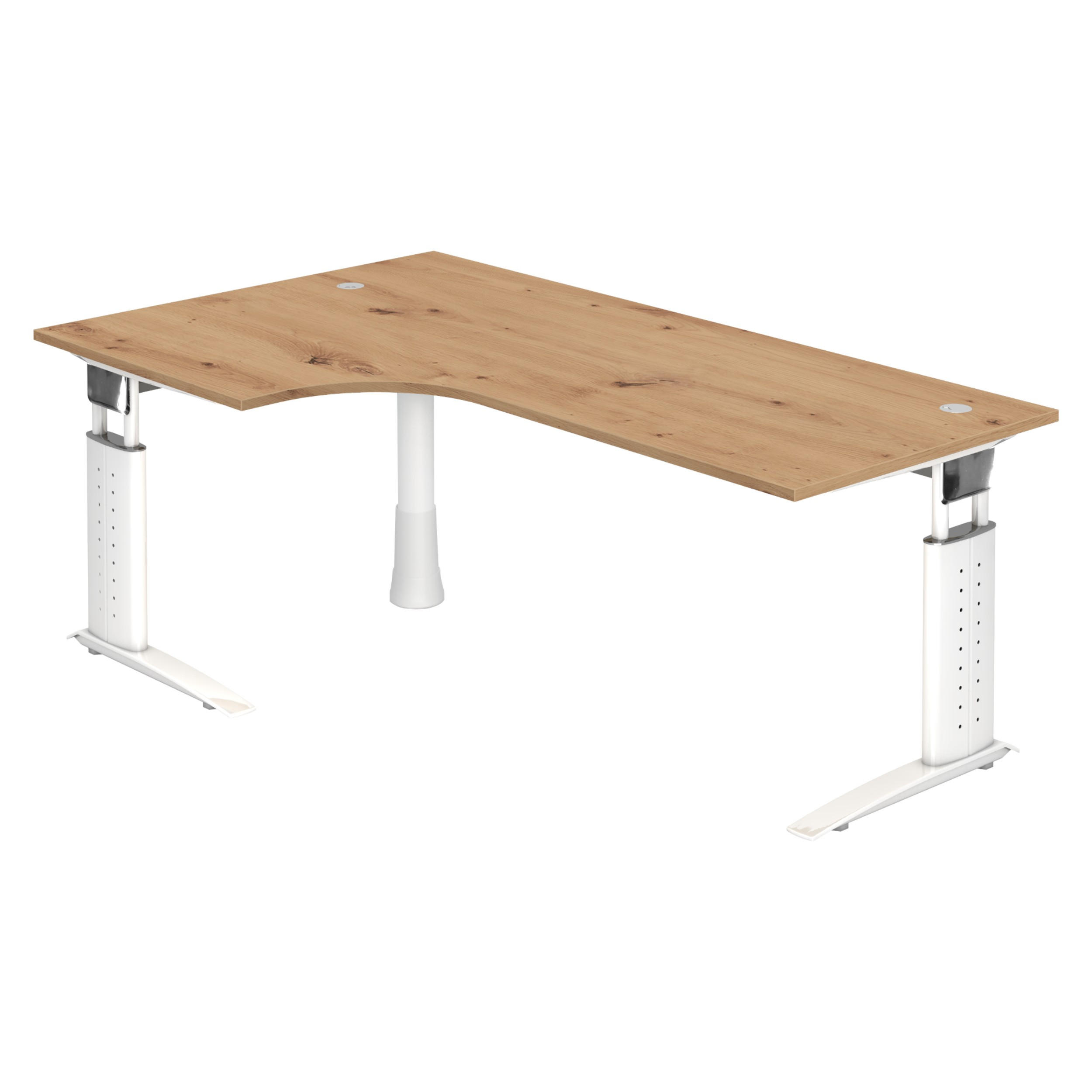 SCHREIBTISCH Serie-U 120/200/74 cm in Wildeiche/Weiß - Wildeiche/Weiß, Holzwerkstoff (120/200/74cm) - bümö
