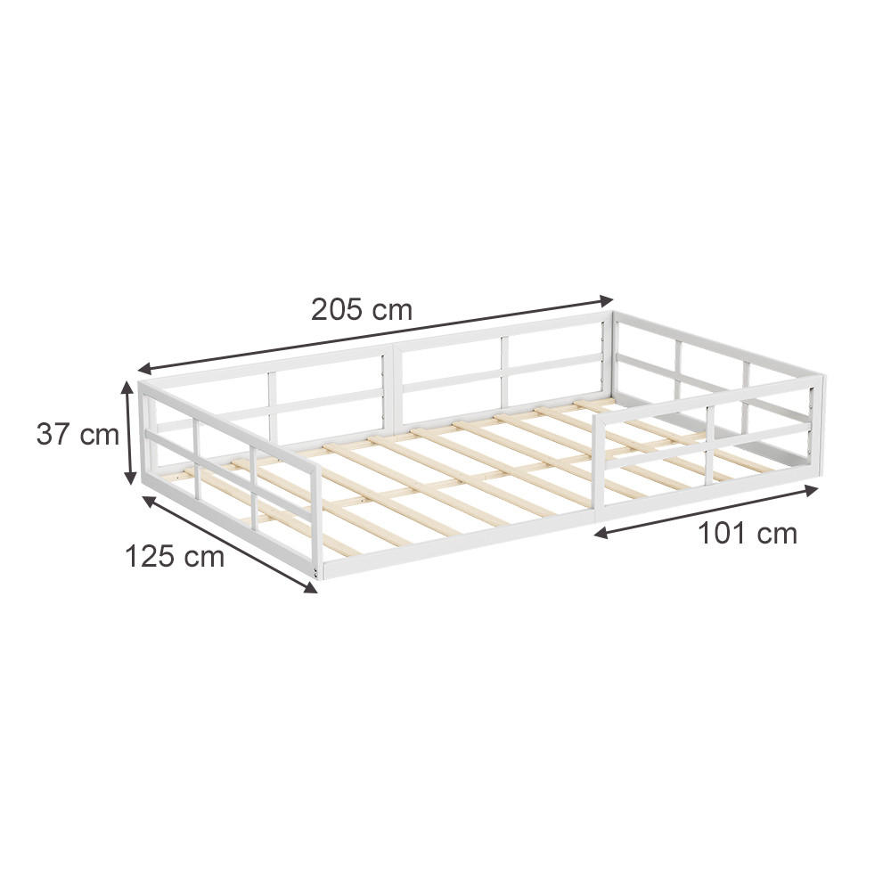 BODENBETT AUS METALL Minno Weiß 205 x 125 cm ohne Matratze - Weiß, Metall - VitaliSpa