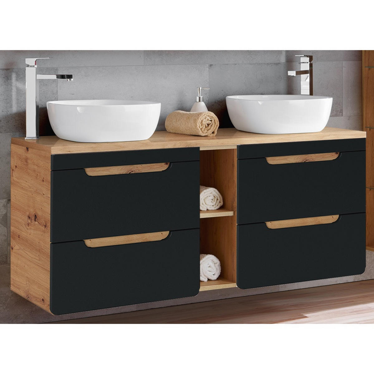 WASCHTISCH NEW-LUTON-78 New - Anthrazit, Holzwerkstoff (141/77/46cm) - Lomado