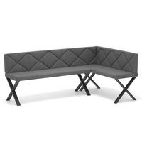 ECKBANK rechts VERO X Webstoff gesteppt, 142/196 cm Dunkelgrau - Dunkelgrau, Textil/Metall (142/196cm) - Idohome