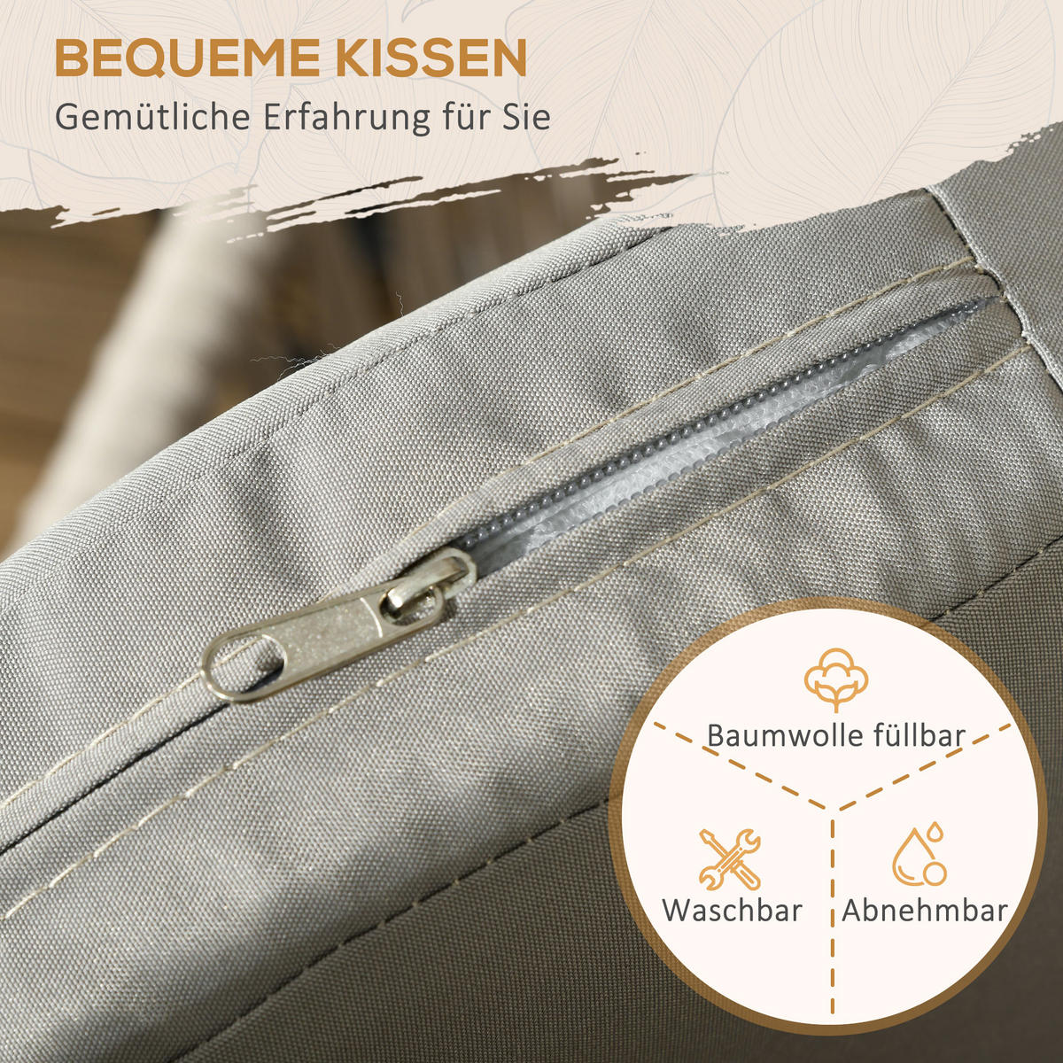 GARTENSTÜHLE 2er-Set, Stahl, Polyester, Beige - Beige, Metall (60/71/57cm) - Outsunny