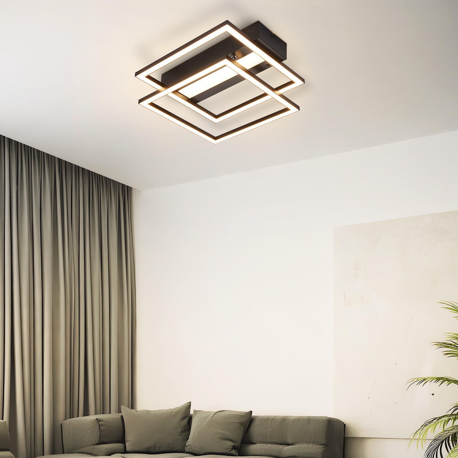 LED-DECKENLEUCHTE Haldrin 37/37/7.5 cm - Schwarz, Metall (37/37/7.5cm) - ZMH