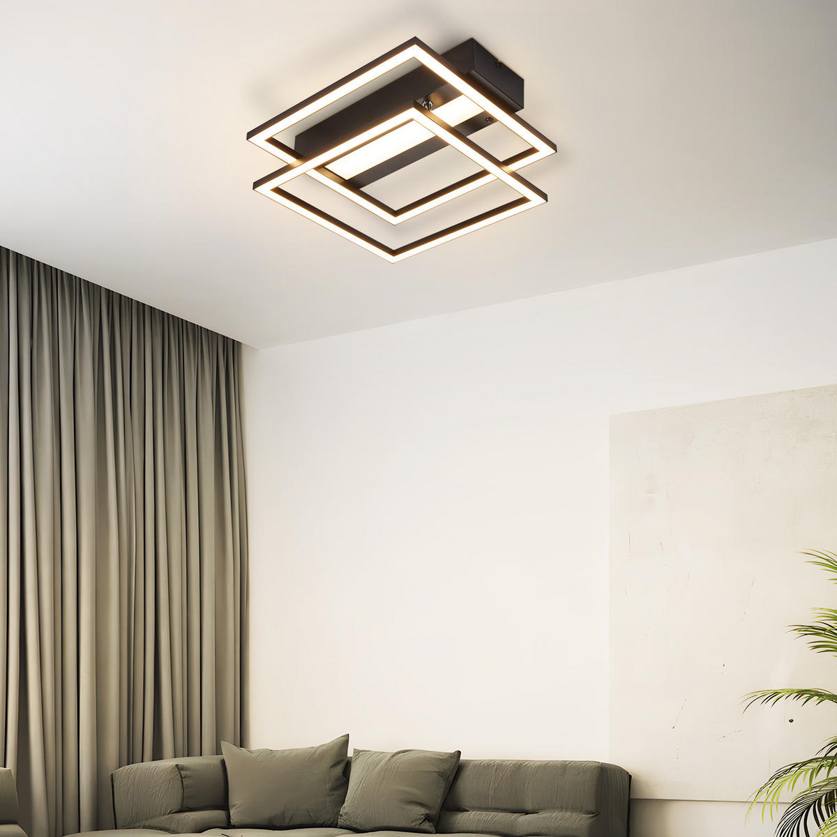 LED-DECKENLEUCHTE Haldrin 37/37/7.5 cm - Schwarz, Metall (37/37/7.5cm) - ZMH