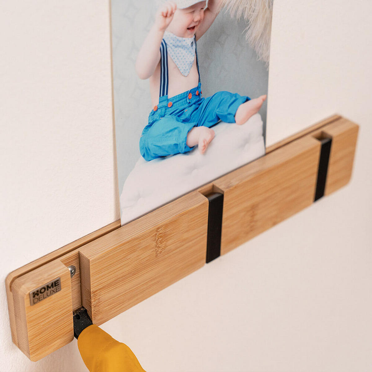 GARDEROBENLEISTE HOOK inkl. Haken und Magnete - Bambus - Naturfarben, Holz (2/5.5/29cm) - Home Deluxe