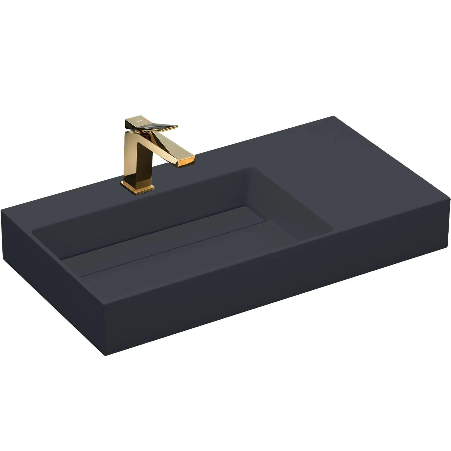WASCHBECKEN Rea Konglomerat Archi 75 Cm Grey Matt - Grau, Keramik (43/14/75cm) - REA