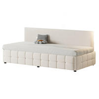 POLSTERBETT 90/200 cm Beige aus Samt mit Stauraum und Rückenlehne - Beige, Textil (90/200cm) - Flora Grace