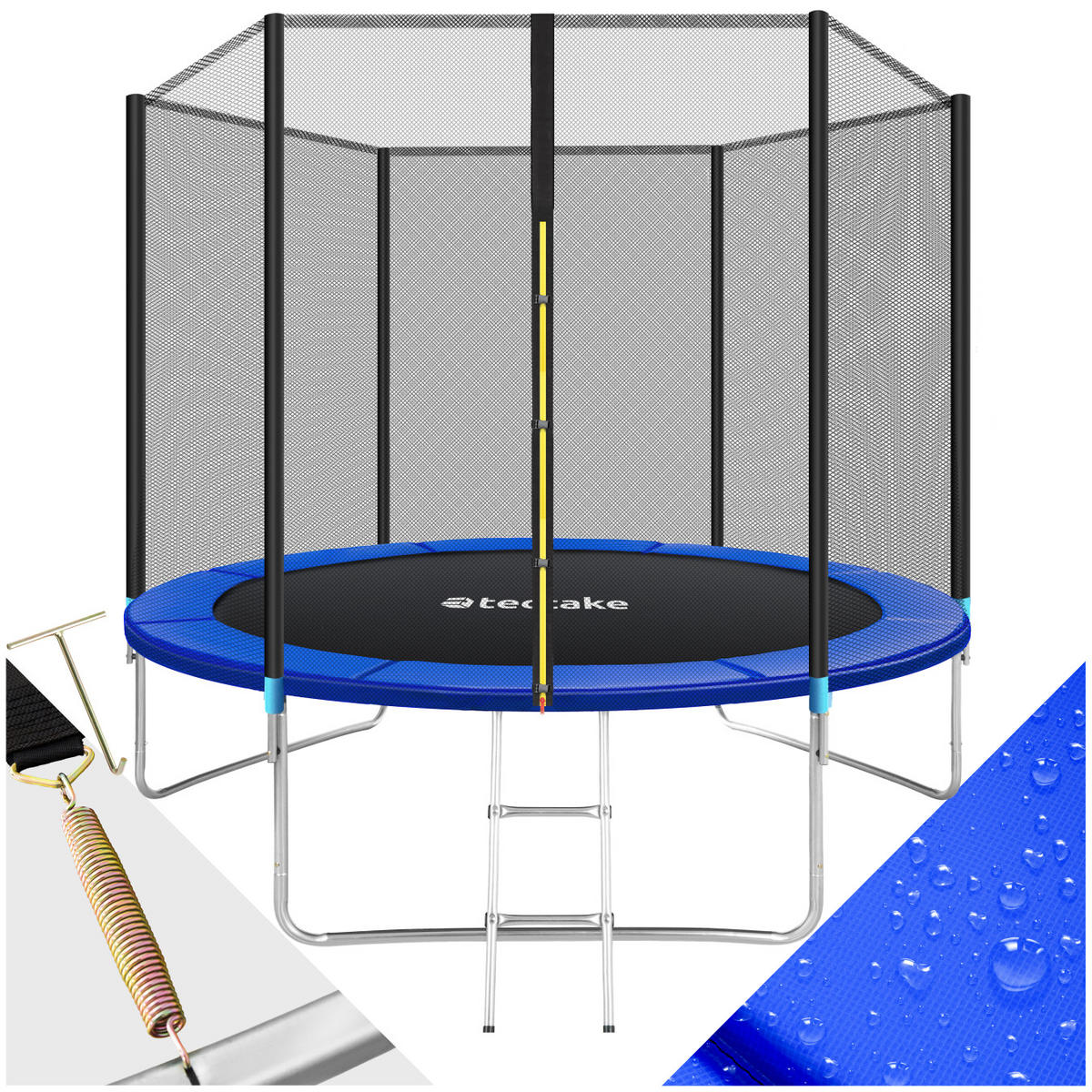 TRAMPOLIN Garfunky,inklusive Einstiegsleiter,schwarz/blau - Blau/Schwarz, Metall (305/256/305cm) - tectake