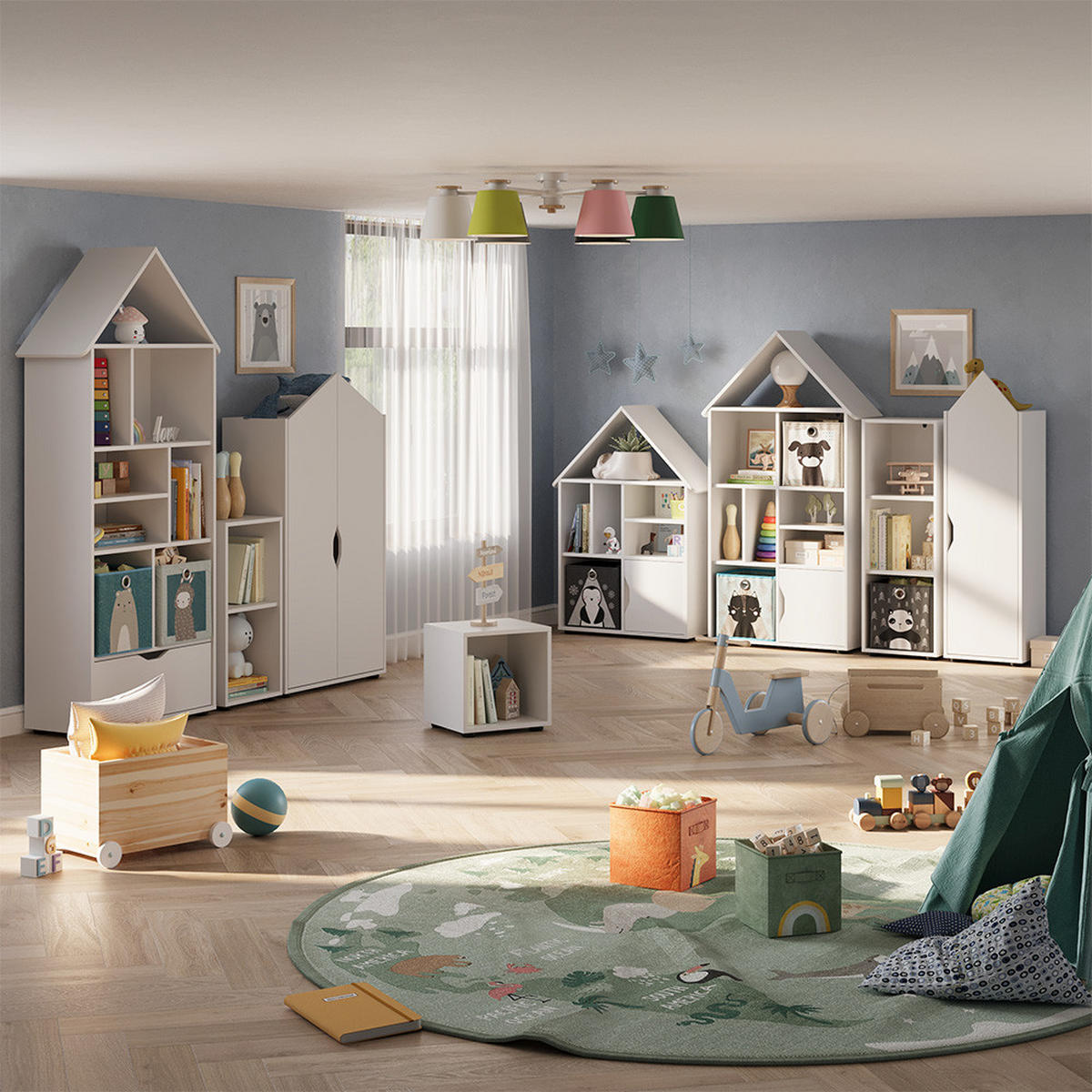 KINDERREGAL Estell Weiß 71 x 38.2 cm 2er-Set - Weiß, Holzwerkstoff (71/38.2/32.1cm) - Vicco