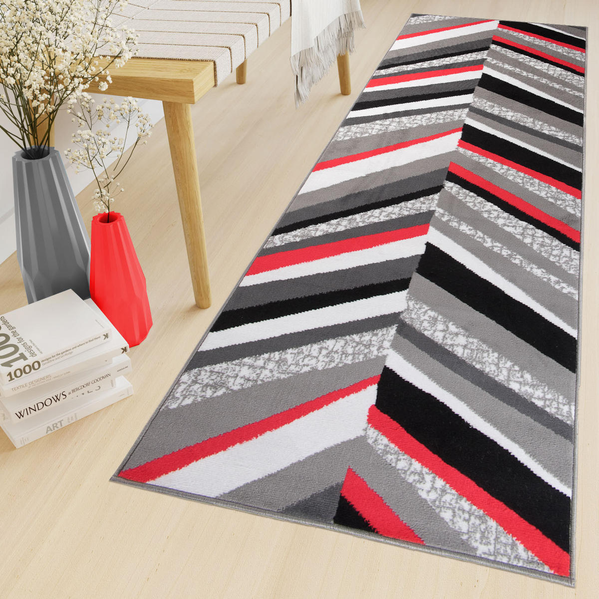 LÄUFER MAYA Rot 100/200 cm - Rot, Textil (100/200cm) - Tapiso