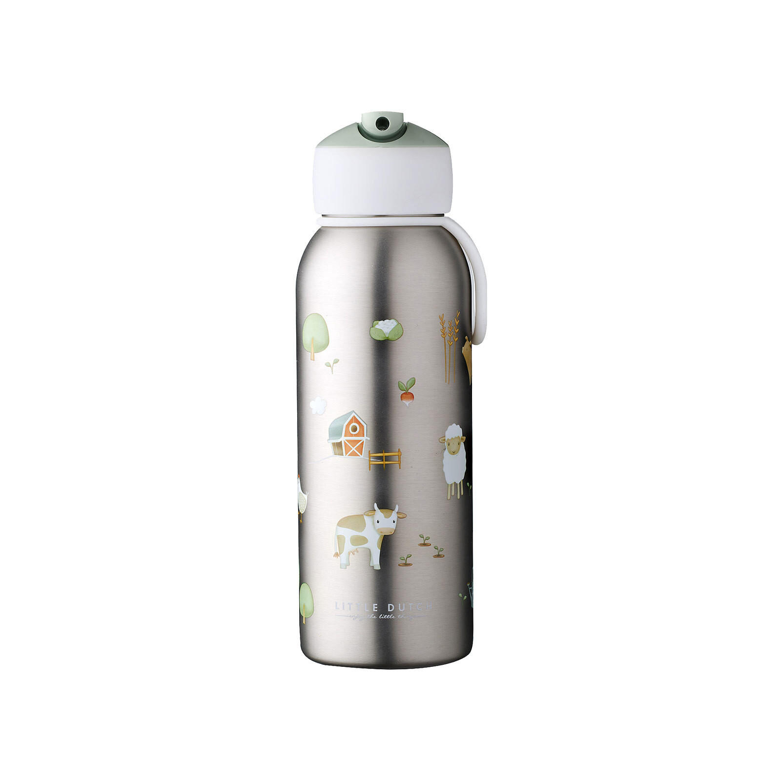 THERMOFLASCHE FLIP-UP Campus Little Farm 350 ml - Grün, Metall (0.35L) - Mepal