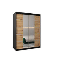 SCHWEBETÜRENSCHRANK 200/150/62 2-türig - Silberfarben/Schwarz, Holz/Kunststoff (150/200/62cm) - Abiks Möbel