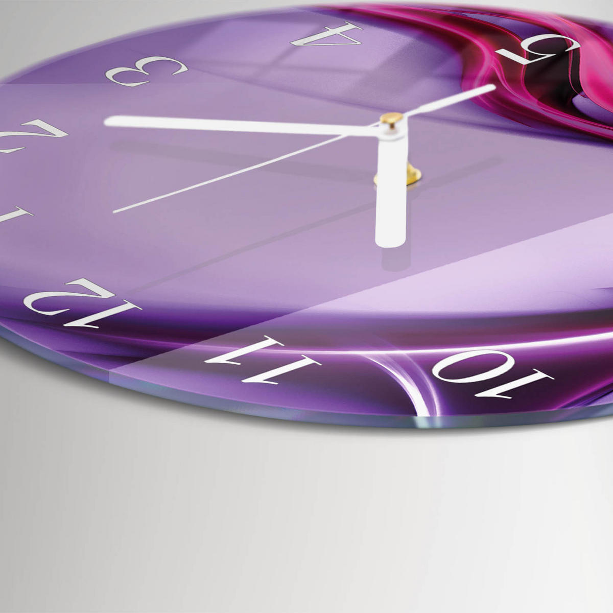 WANDUHR fi30 cm - Abstraktion - Lila, Glas (30/30/0.4cm) - TULUP
