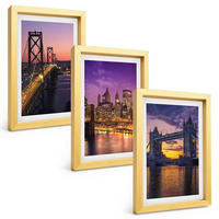 BILDER SET 3er Set - 20x30 cm Goldrahmen - Brücken, Sonne, Stadtblick - Goldfarben, Kunststoff (20/30cm) - TULUP
