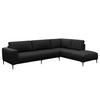 ECKSOFA mit Ottomane - Schwarz, Leder/Metall (290/203cm) - home24