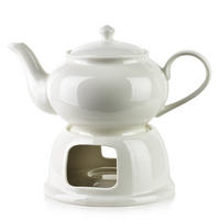 TEEKANNE MIT STÖVCHEN Basic Weiß 23x14 cm Porzellan - Weiß, Keramik (1.1L) - Mondex