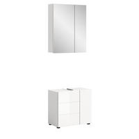 BADMÖBEL-SET 2-teilig weiß Hochglanz, Badkombination 60 x 190 cm - Weiß Hochglanz, Glas/Holzwerkstoff (60/190/34cm) - Inn.Furn