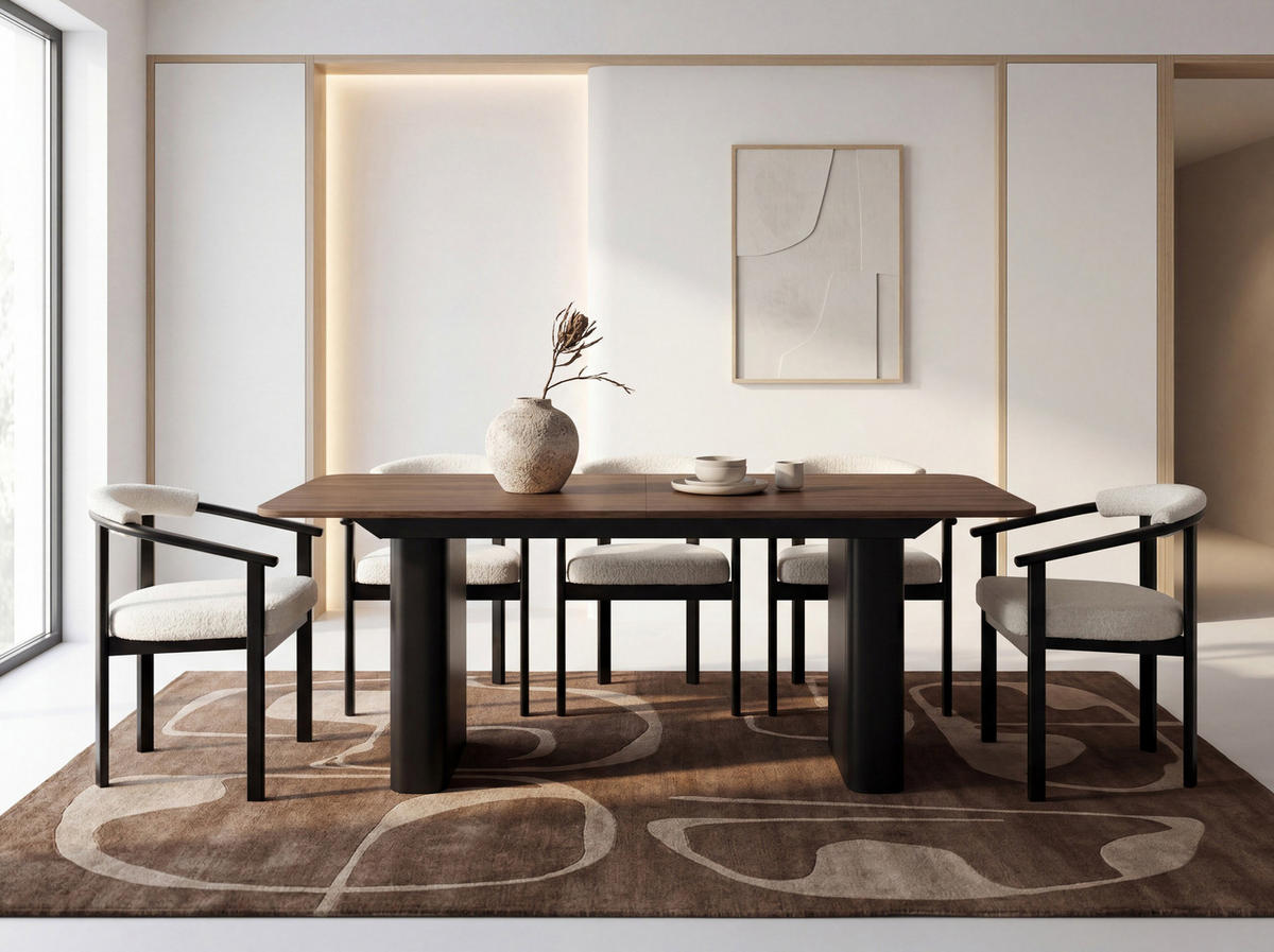 ESSTISCH Riven rechteckig ausziehbar verlängerbar mit Butterfly-Auszug, Walnuss Braun 200-296/90/76 cm - Walnussfarben/Schwarz, Holzwerkstoff/Metall (90/296/76cm) - WFL GROUP