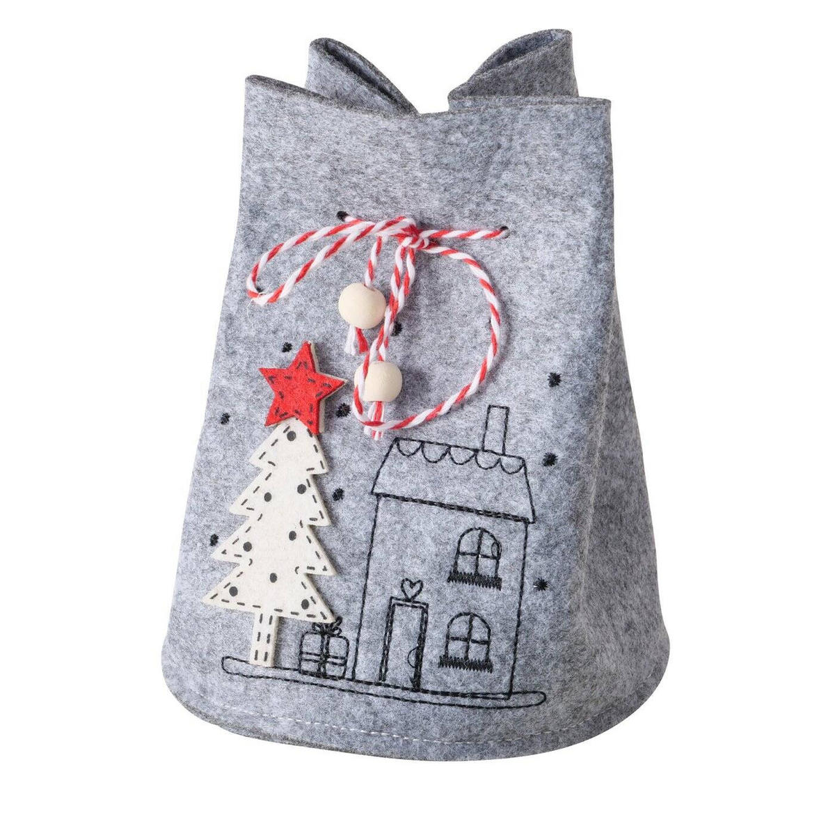 GESCHENKTASCHE Joy H. 14,5 cm - Grau, Textil (12/14.5/12cm) - Boltze Home