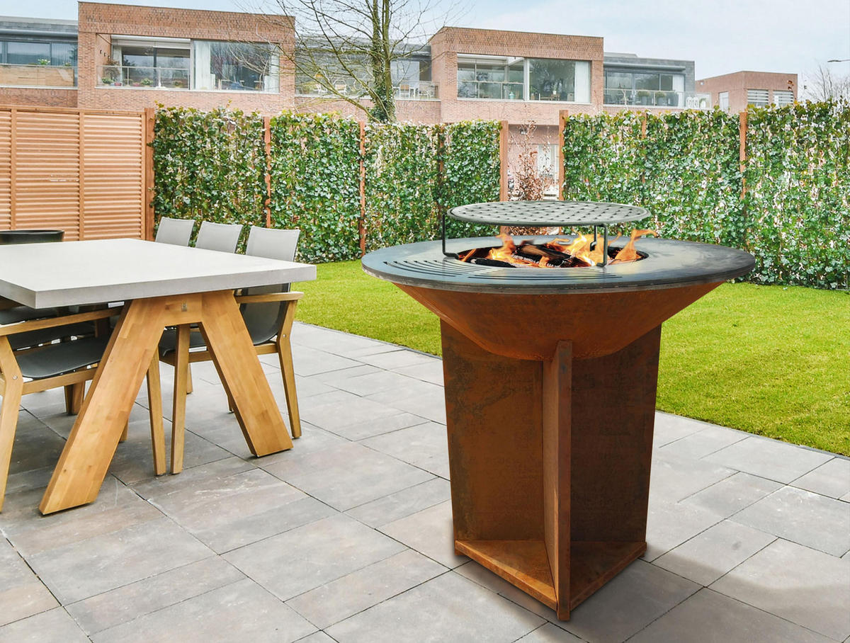 HOLZKOHLEGRILL Feuerschale Braun inkl. Schutzhülle - Braun, Metall (98/100/98cm) - Purline