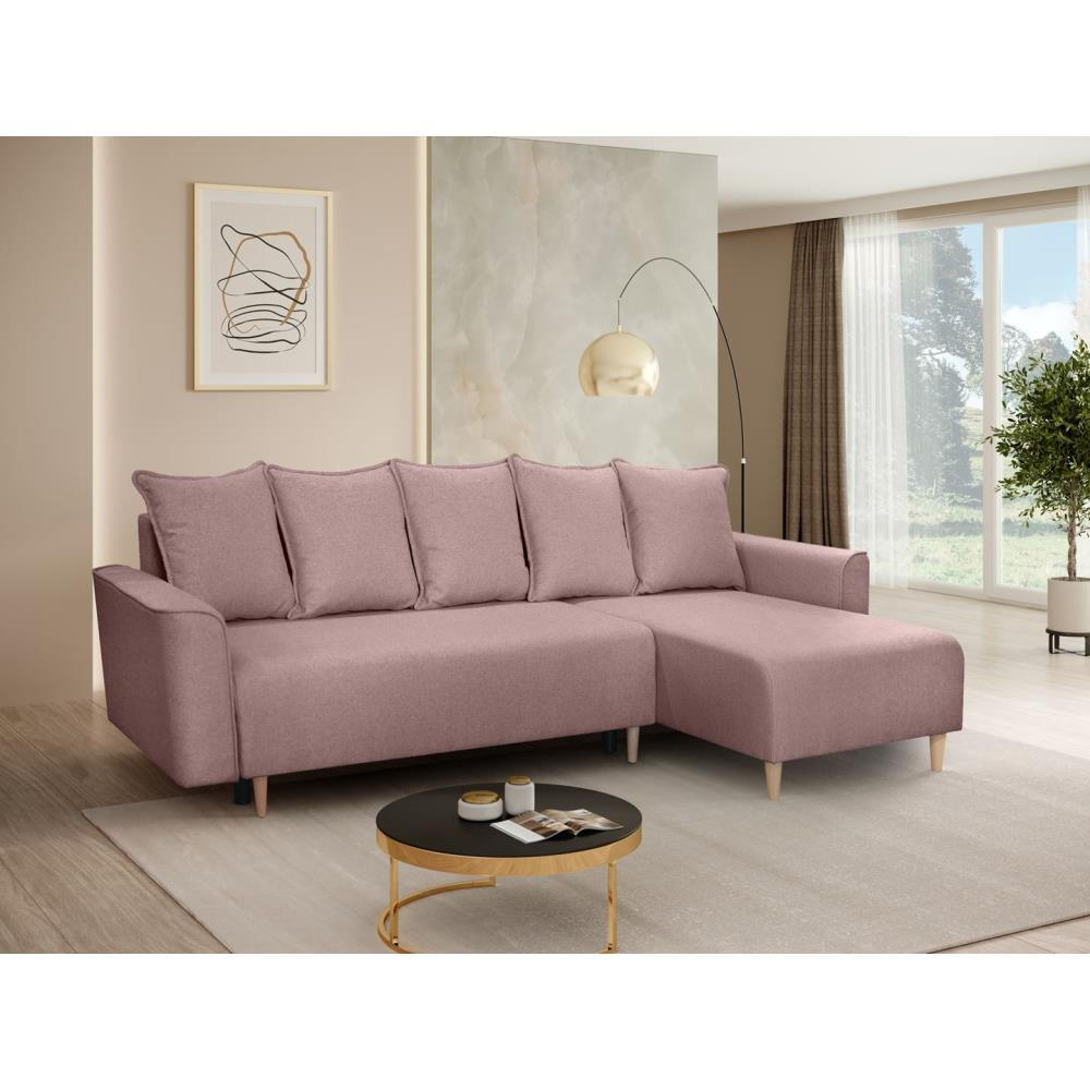 ECKSCHLAFSOFA Willow rosa - Rosa, Textil (225/150cm) - Beautysofa