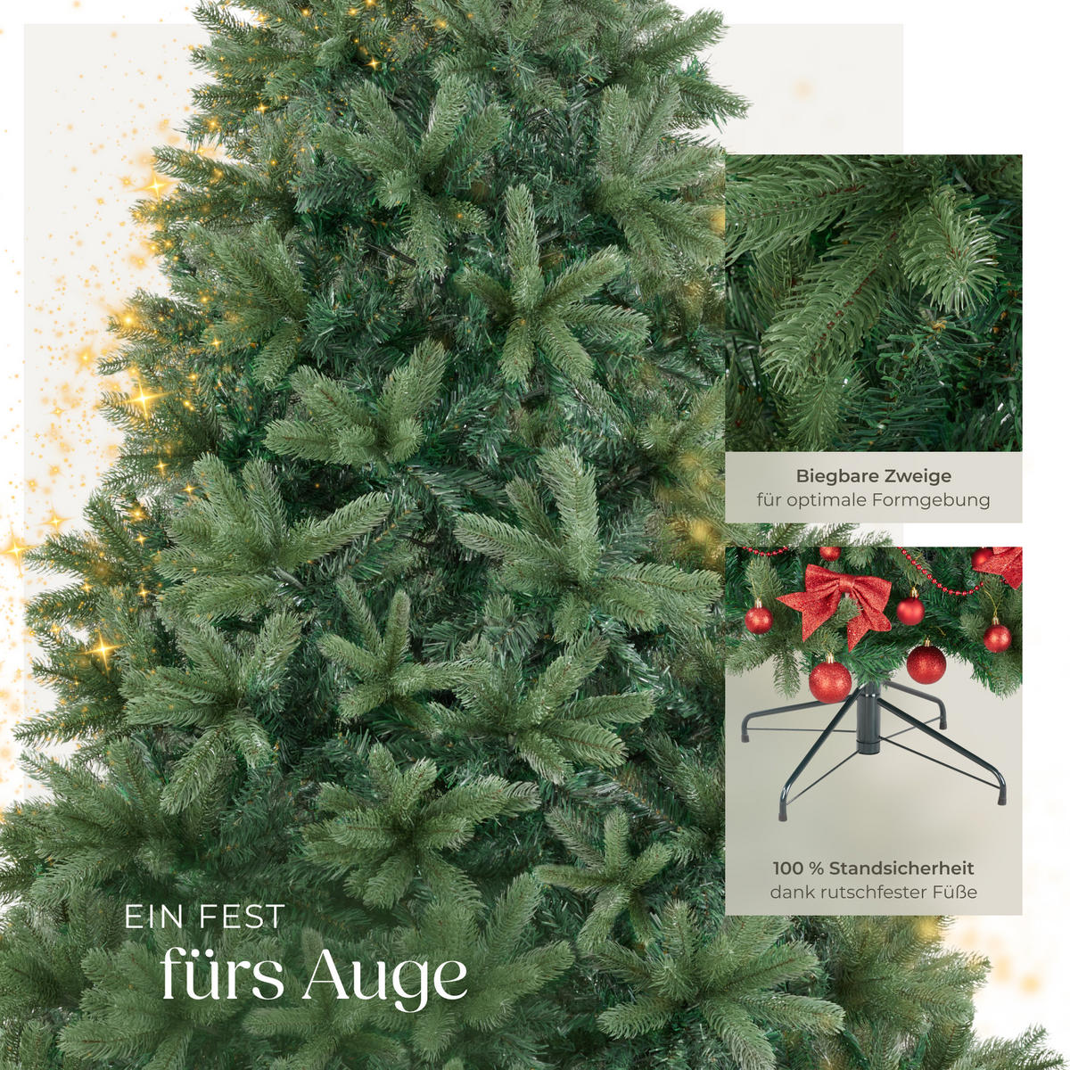 WEIHNACHTSBAUM Prancer,pulverbeschichteter Metallständer mit Kunststoffkappen,grün - Grün, Kunststoff (210cm) - tectake