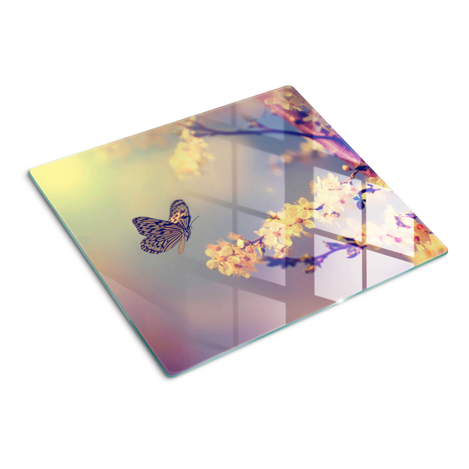 GLASPLATTE 60x52 cm Kirschblüte - Multicolor, Glas (60/0.4/52cm) - TULUP