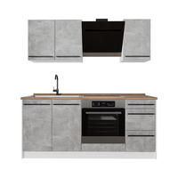 JEDNOTKOVÁ KUCHYNĚ R-Line, Beton/Bílá, 180 cm, PD Dub - šedá/bílá, kompozitní dřevo (180/206.8/60cm) - Vicco