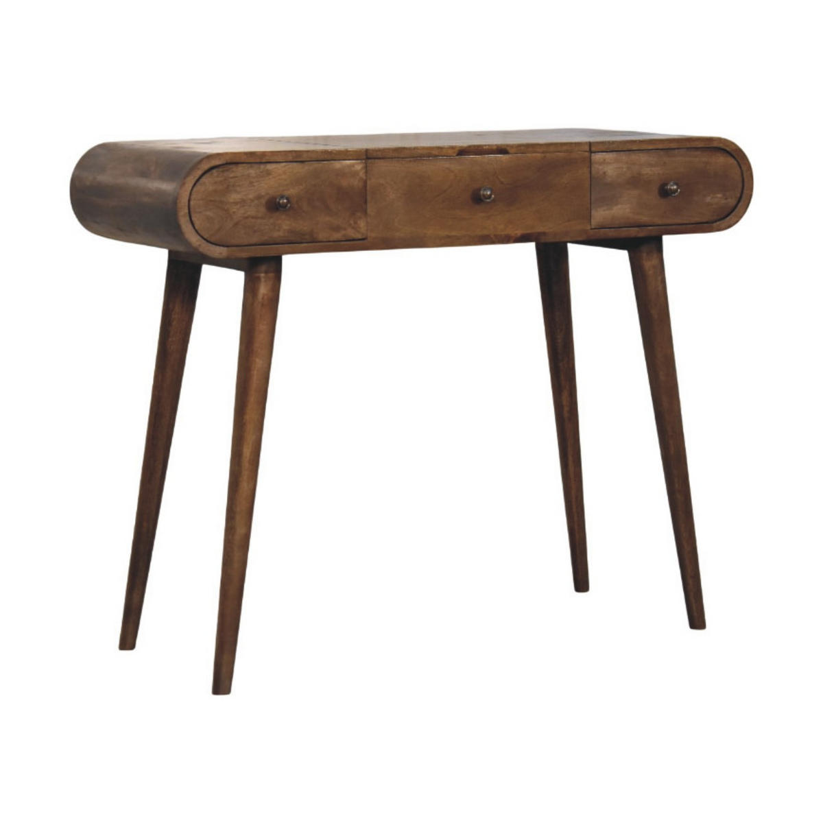 KOSMETIKTISCH Konturierte Rundung - Dunkelbraun/Messingfarben, Holz/Metall (100/80/40cm) - Artisan Furniture