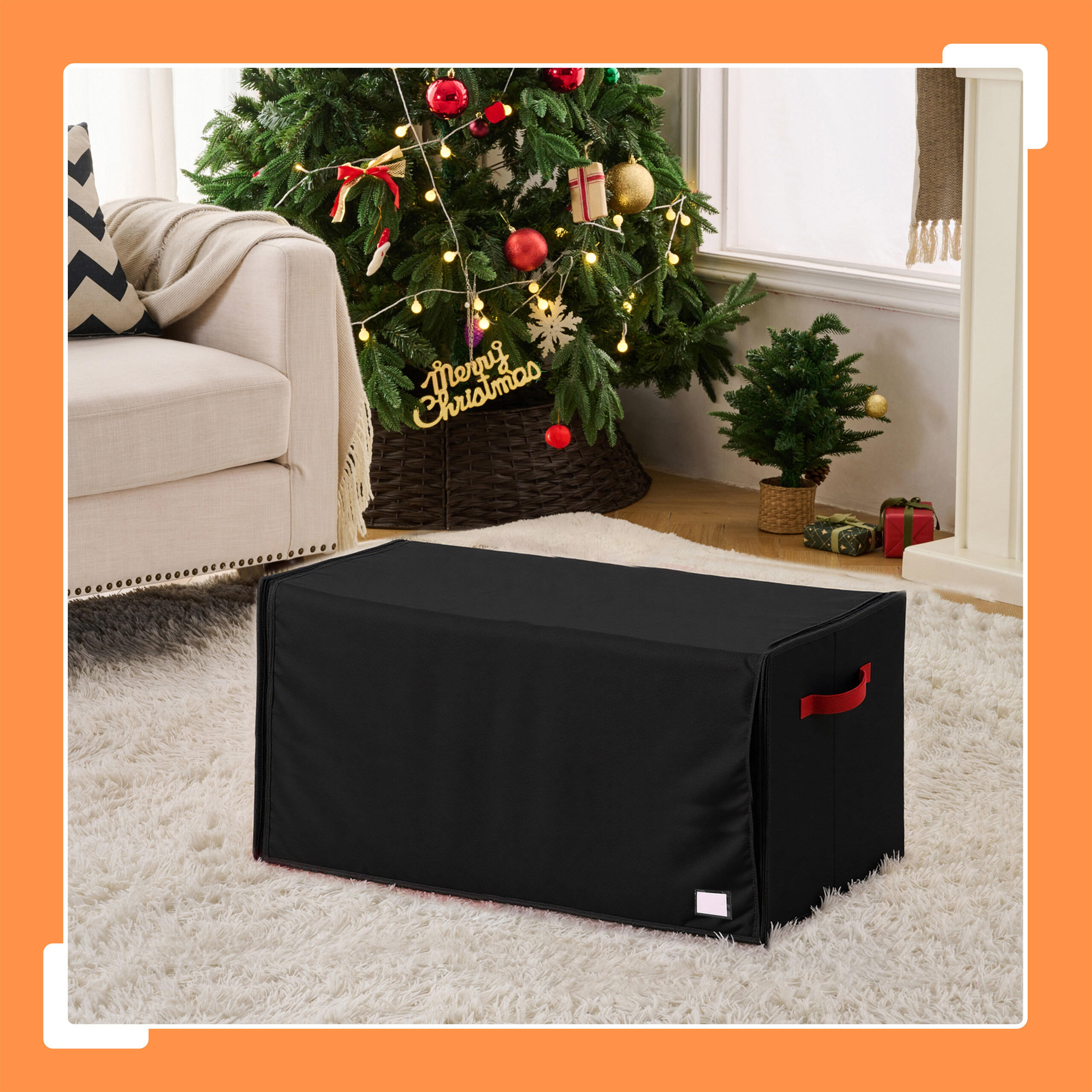 WEIHNACHTSKUGEL-AUFBEWAHRUNGSBOX - Schwarz, Wellpappe/Textil (73/40/36.5cm) - Relaxdays