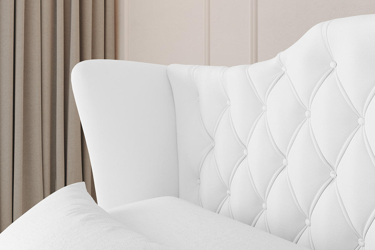 POLSTERBETT mit Bettkasten und Lattenrost, Boxbett ohne Matratze - MODY 200x200 Weiß Kunstleder - Weiß Hochglanz, Holzwerkstoff/Textil (200/200cm) - ALTDECOR