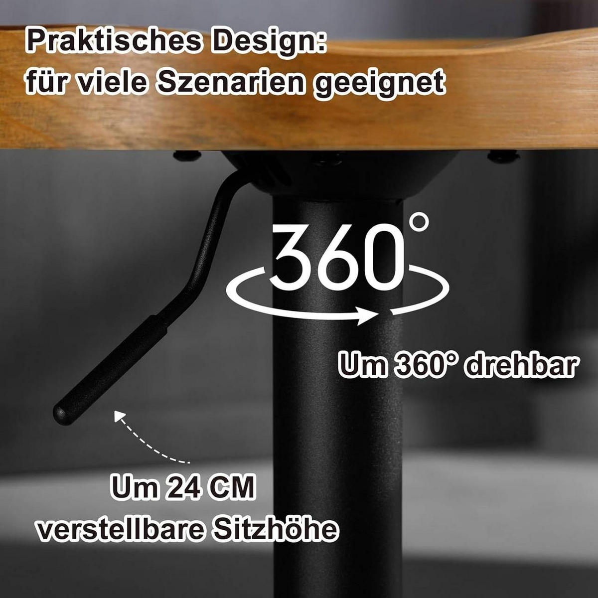 BARHOCKER mit Sattelsitz, aus Massivholz, Dunkle Holzoptik - Buchefarben/Schwarz, Holz/Metall (41.5/60/31.5cm) - Woltu
