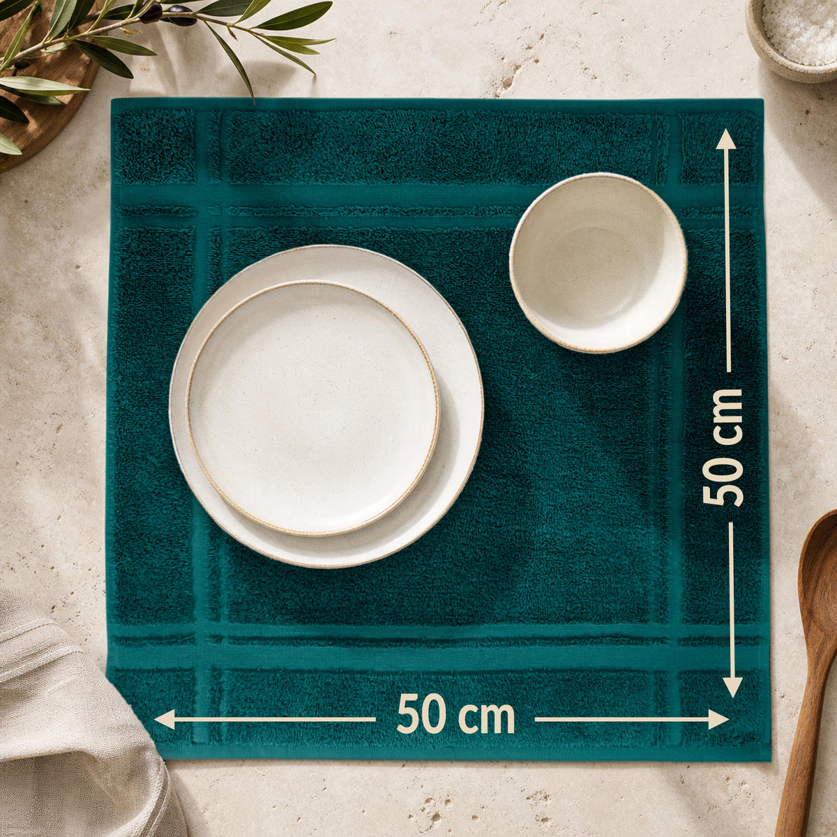 FROTTEE Küchenhandtücher 50x50 cm, 4er Set, Opal grün - Opal, Textil (50/50cm) - Lashuma