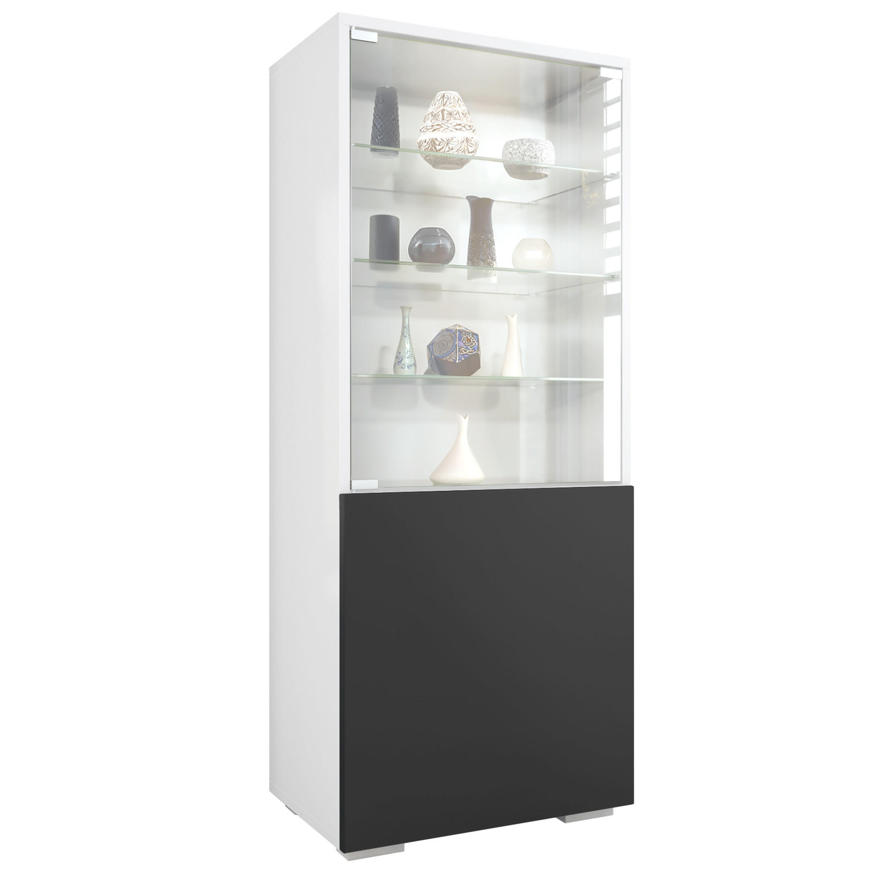 VITRINE Granada Schwarz matt - Schwarz, Holzwerkstoff (50/122.5/34.5cm) - Vladon