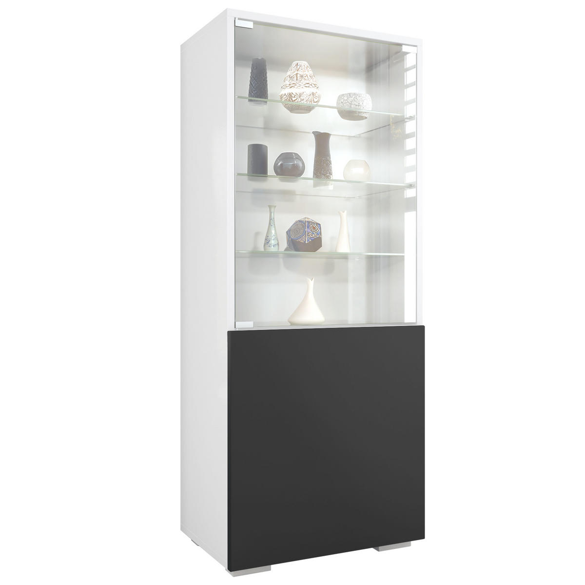 VITRINE Granada Schwarz matt - Schwarz, Holzwerkstoff (50/122.5/34.5cm) - Vladon