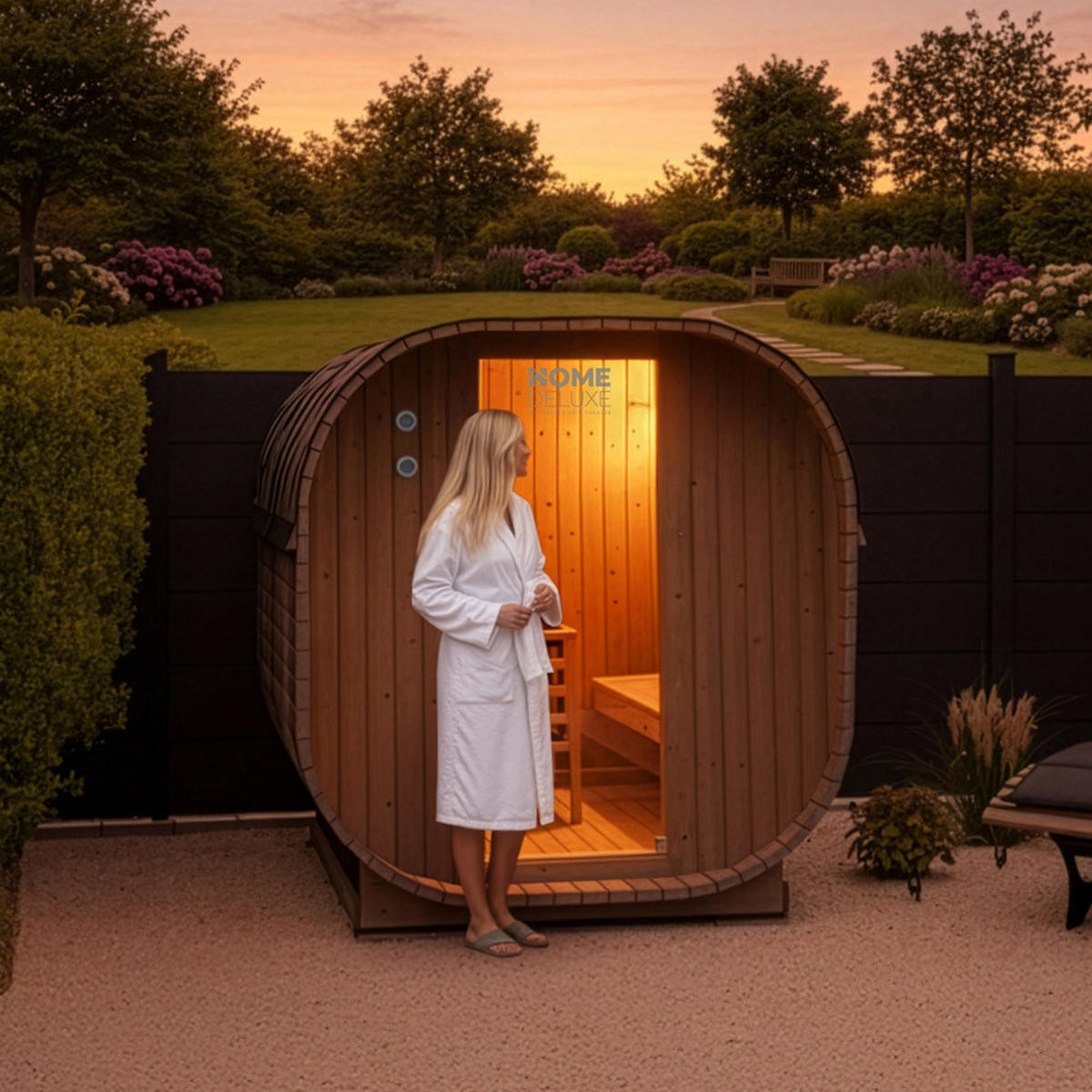 OUTDOOR SAUNA CUBE M - M - Braun, Holz (192.8/194/120cm) - Home Deluxe