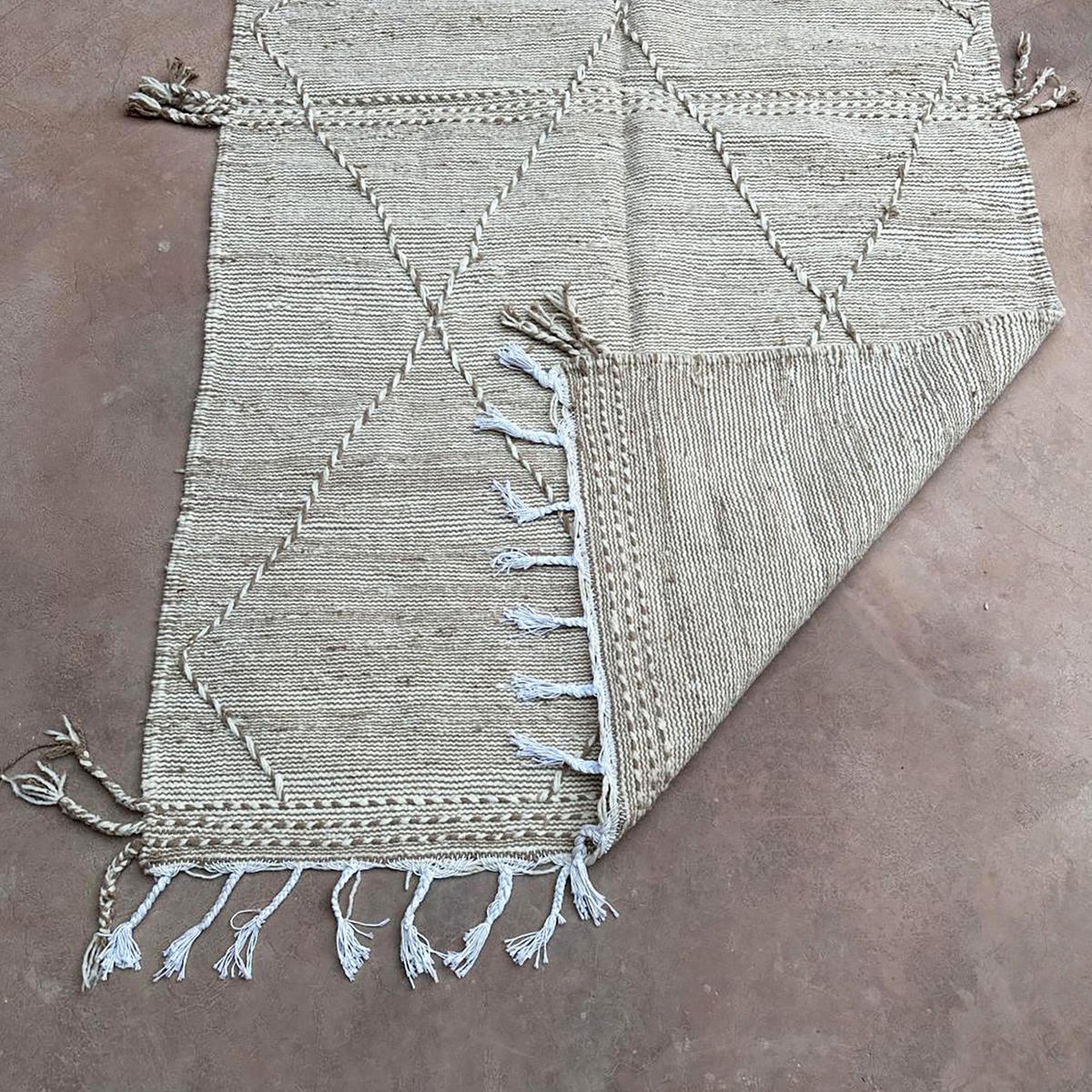 BERBERTEPPICH Kelim Marokko Wolle 200x 300 cm - Beige, Naturmaterialien (200/300cm) - AFK Living
