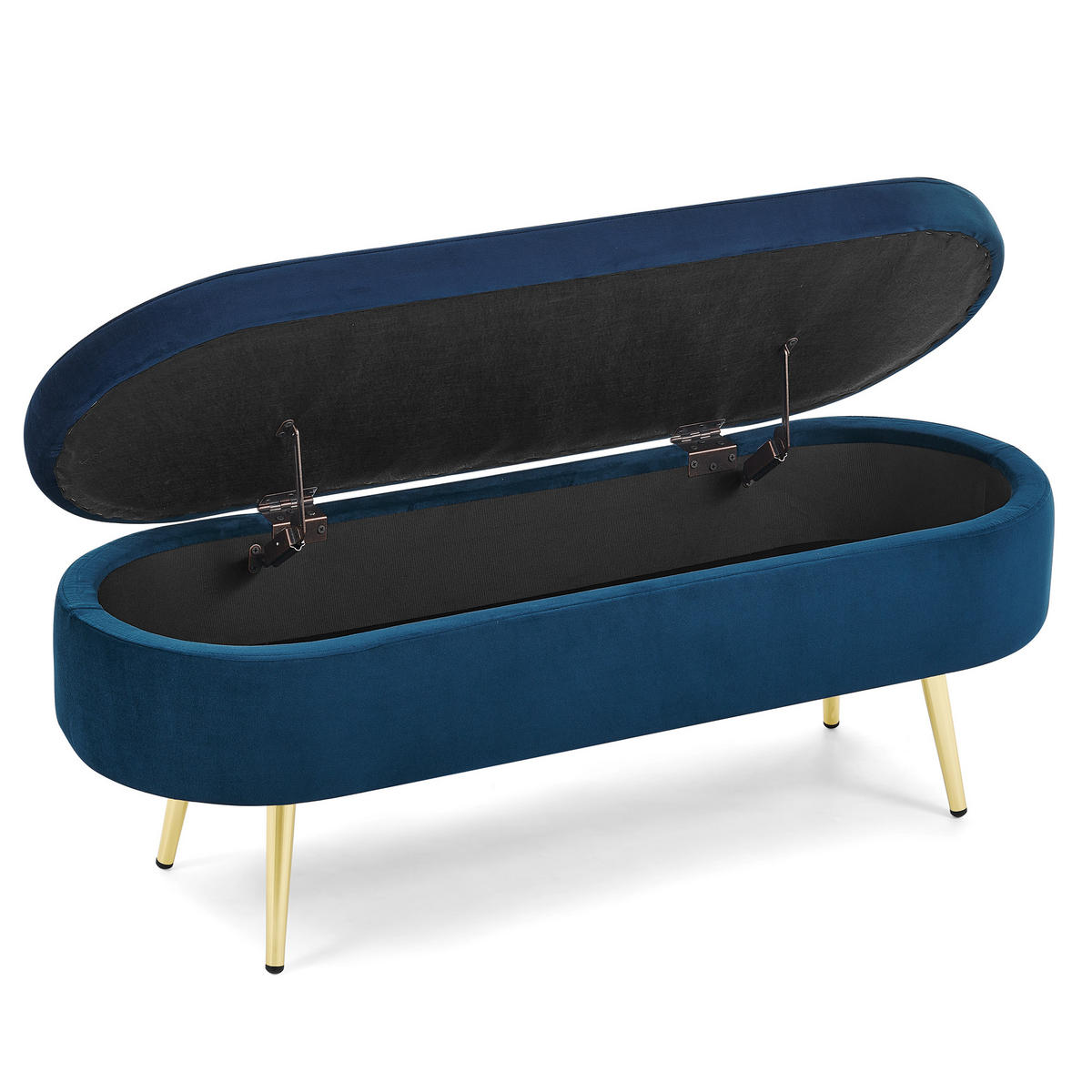 AUFBEWAHRUNGSTRUHE velvet & gold 110 cm - Dunkelblau, Textil (110/42/40cm) - Urban Meuble