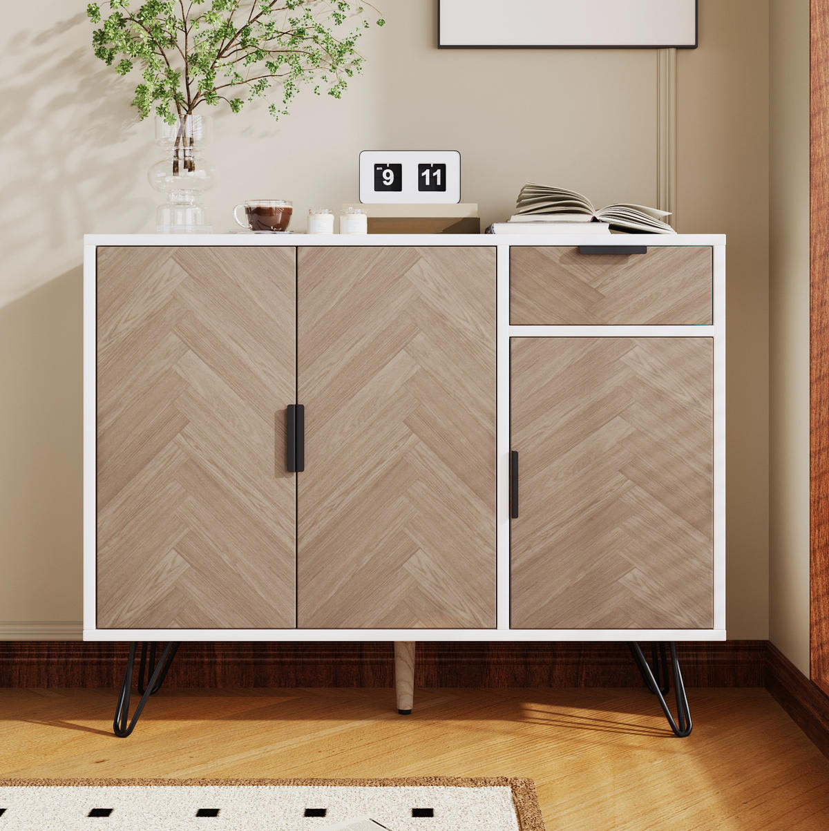 KOMMODE aus MDF & Spanplatte 90x30x71,5cm in Naturfarben - Naturfarben, Holzwerkstoff (90/71.5/30cm) - Modfu