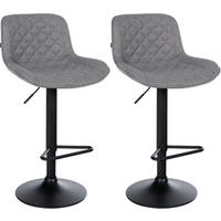 BARHOCKER 2er Set Stoff Dunkelgrau - Dunkelgrau/Schwarz, Textil/Metall (50/84/52cm) - CLP
