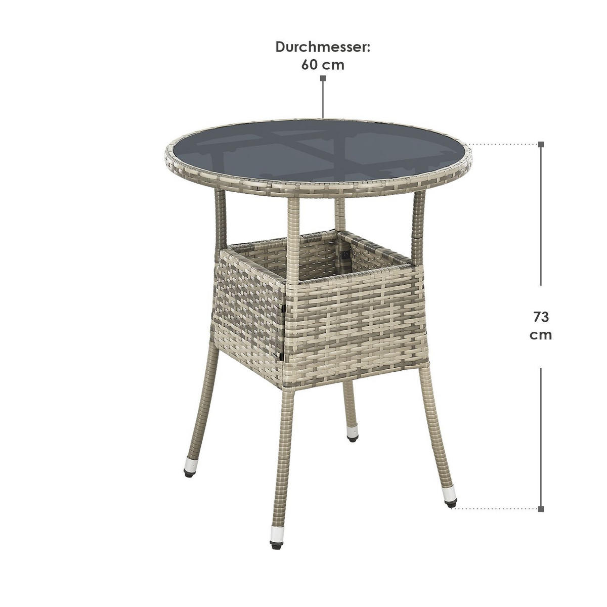 GARTENTISCH Yoro grau 60 cm - Grau, Kunststoff (60/60/73cm) - Juskys