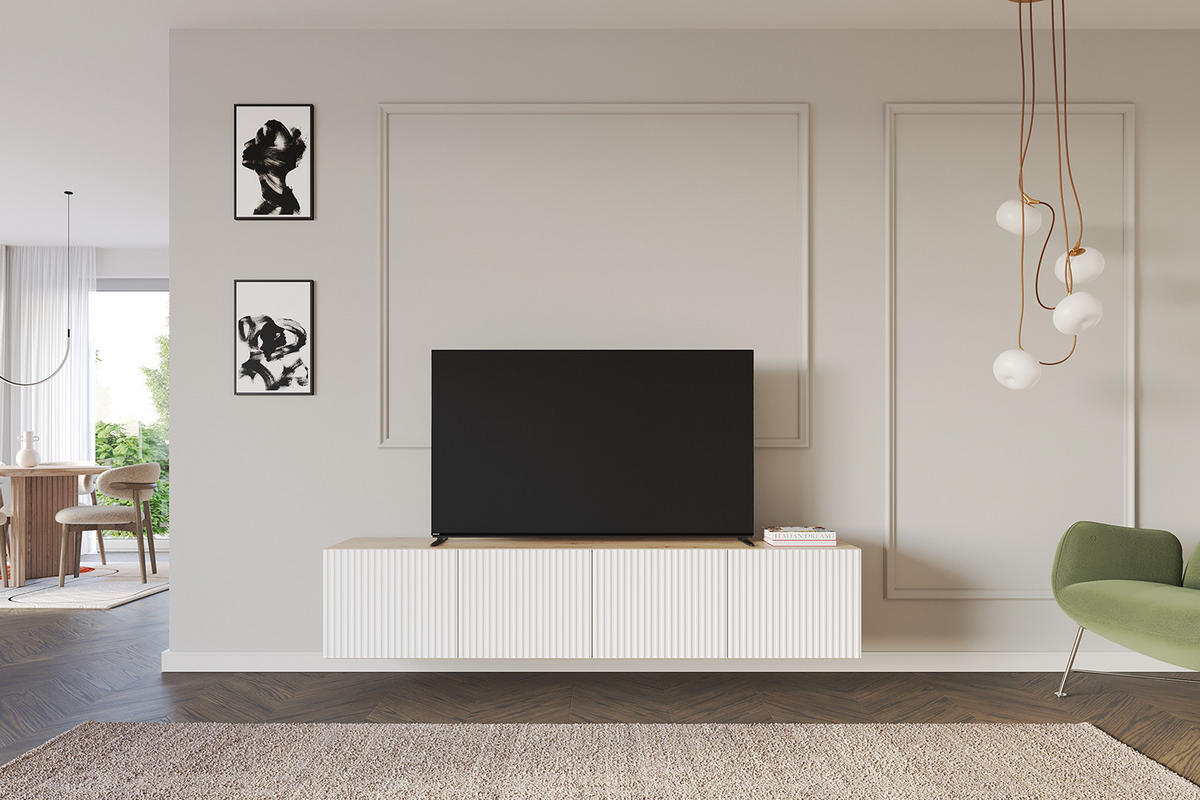 LOWBOARD NOA-2-W 2x100x40x41 cm - Artisan / Weiß - Weiß, Holzwerkstoff (200/40/41cm) - ALTDECOR