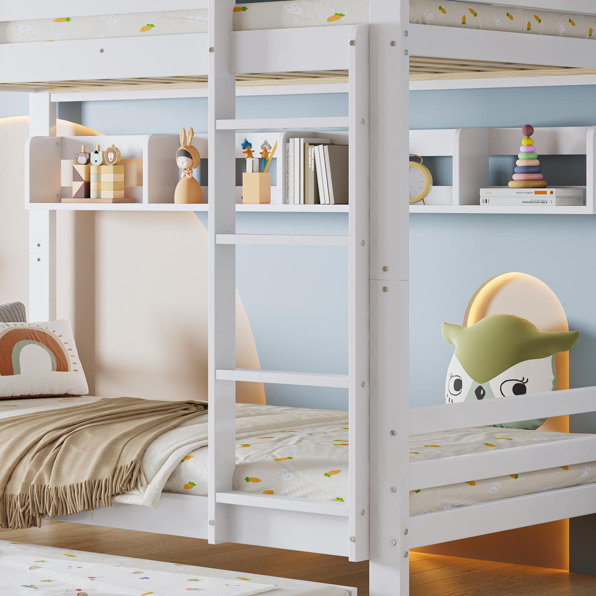 ETAGENBETT Ausziehbar Weiß 90x200cm - Weiß, Holz (90/200cm) - ComfortXL