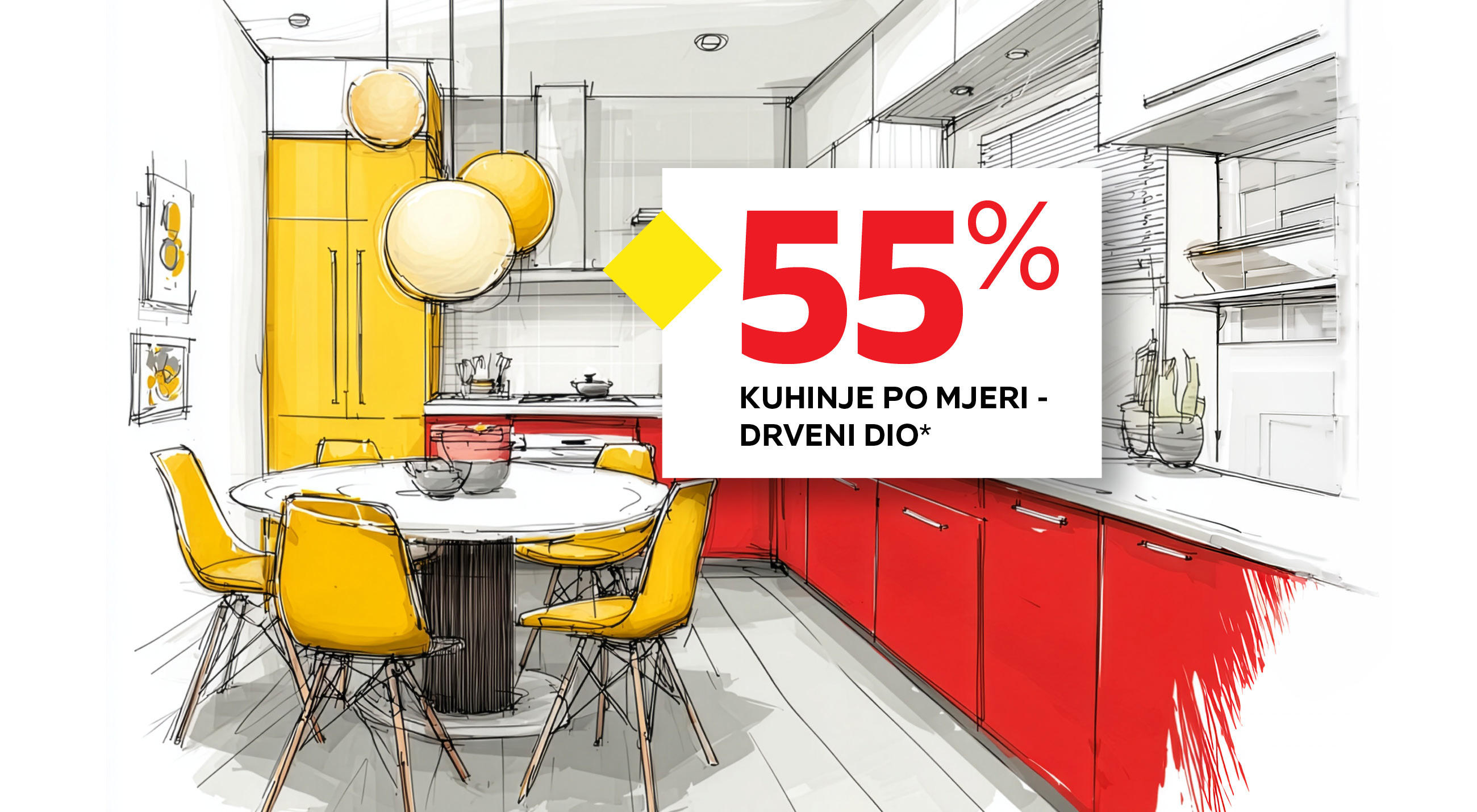 55% kuhinje po mjeri - drveni dio*