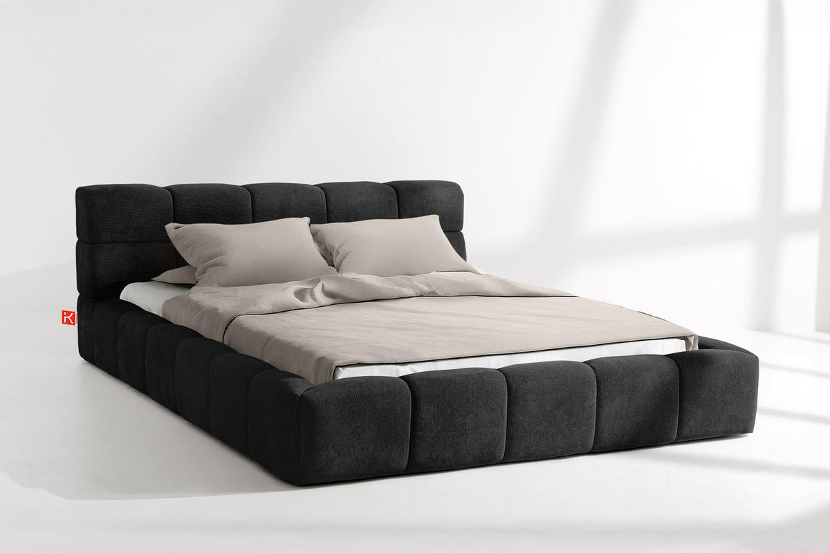 POLSTERBETT AERI 140/160/180/200 mit Rahmen und Bettkasten, anthrazit - Anthrazit, Holz/Holzwerkstoff (180/200cm) - KONSIMO®